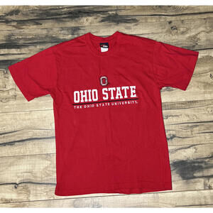 VTG Y2K Stitched Ohio State Buckeyes Scarlet Red Embroidered T Shirt Medium.